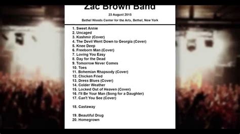 5, 2023 at Raleigh, N. . Zac brown setlist